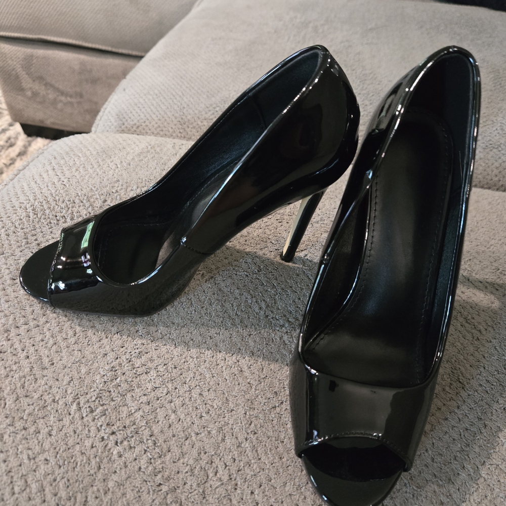 Elegant Black Peep-Toe Heels